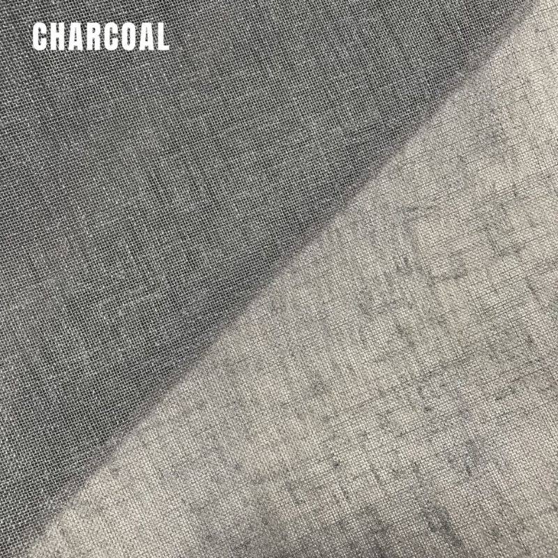 Blockout curtain fabric in charcoal